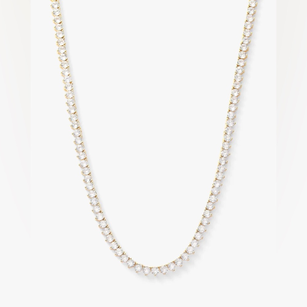 Melinda Maria “Not Your Basic” Tennis Necklace Gold White Diamond Look Like New